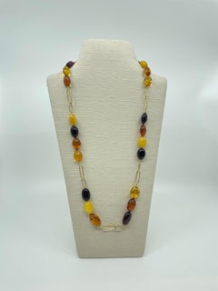 Amber and Gold Links Necklace