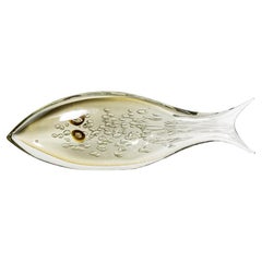 Amber and Mink Bullicante Glass Fish Sculpture by Alberto Dona