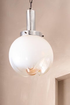 Amber and opaline Mazzega Murano glass Pendant lights