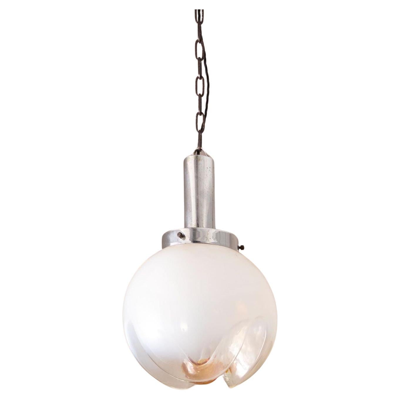 Amber and opaline Mazzega Murano glass Pendant lights For Sale