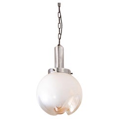 Used Amber and opaline Mazzega Murano glass Pendant lights
