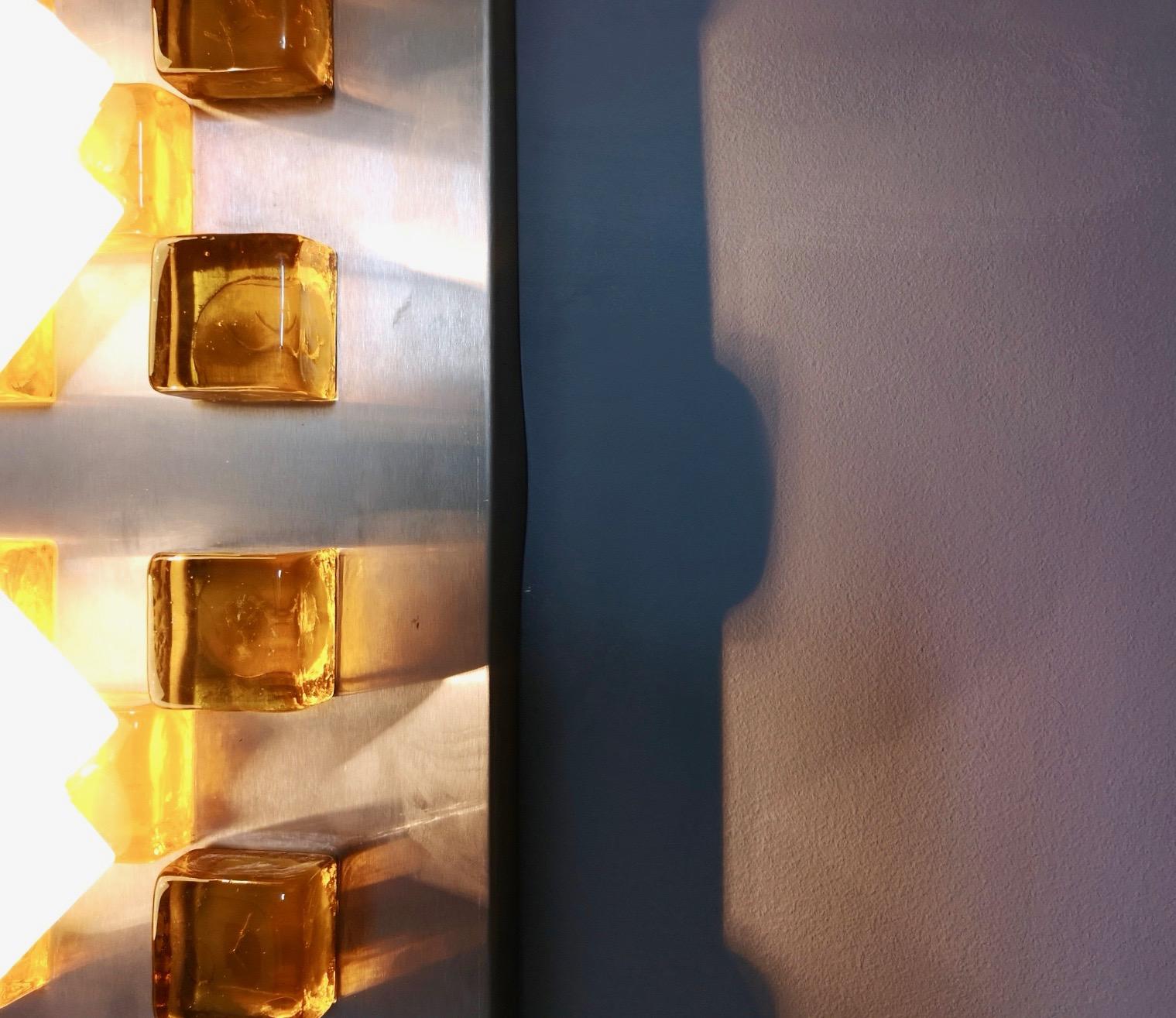 Amber and White Murano Glass Wall Light by Albano Poli for Poliarte, Italy 1970s 1
