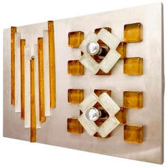 Amber and White Murano Glass Wall Light by Albano Poli for Poliarte, Italy 1970s