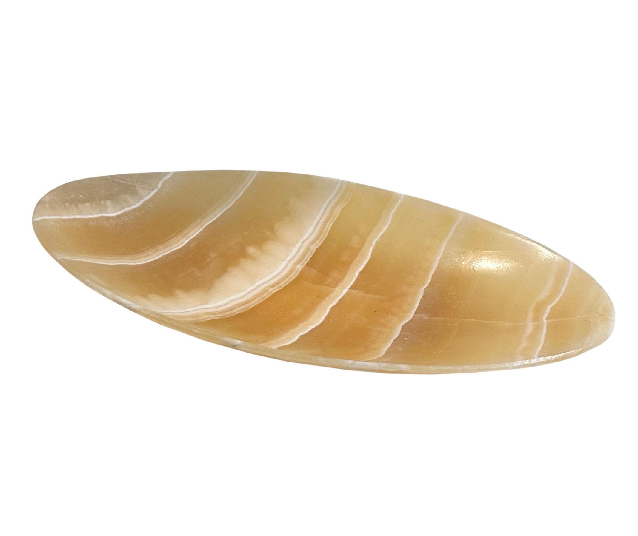 Mid-20th Century Amber Araconite Alabaster Dish For Sale