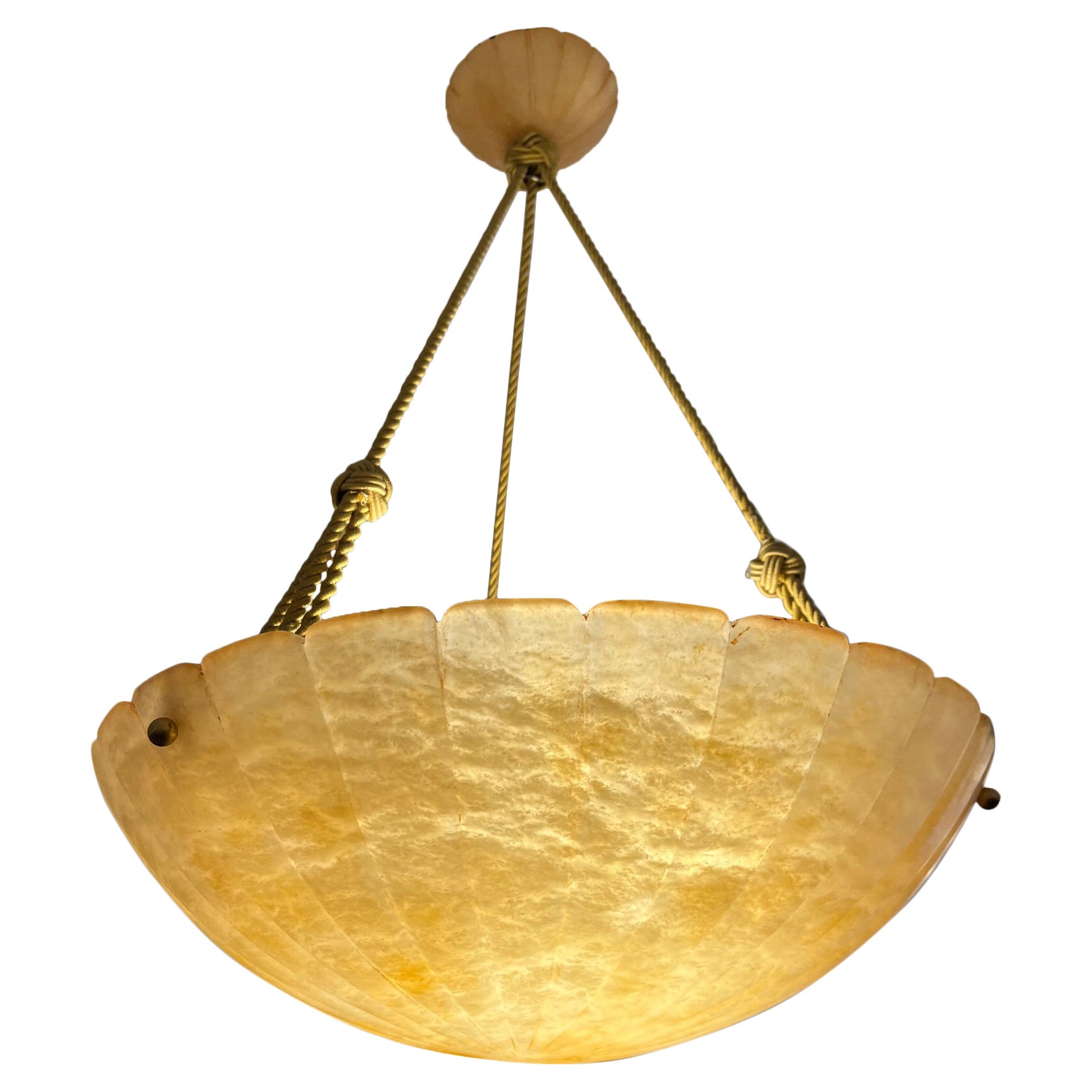 Lampadario in alabastro ambrato art déco