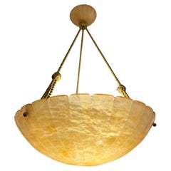 Bernstein-Art-Déco-Kronleuchter aus Alabaster