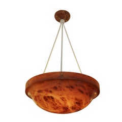 Antique Amber Art Deco Alabaster Pendant, Sweden, 1920