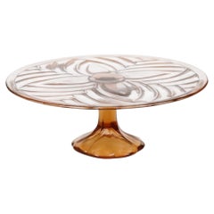 Amber Art Deco Cake Plate Pastry Dish Val Saint Lambert 33cm