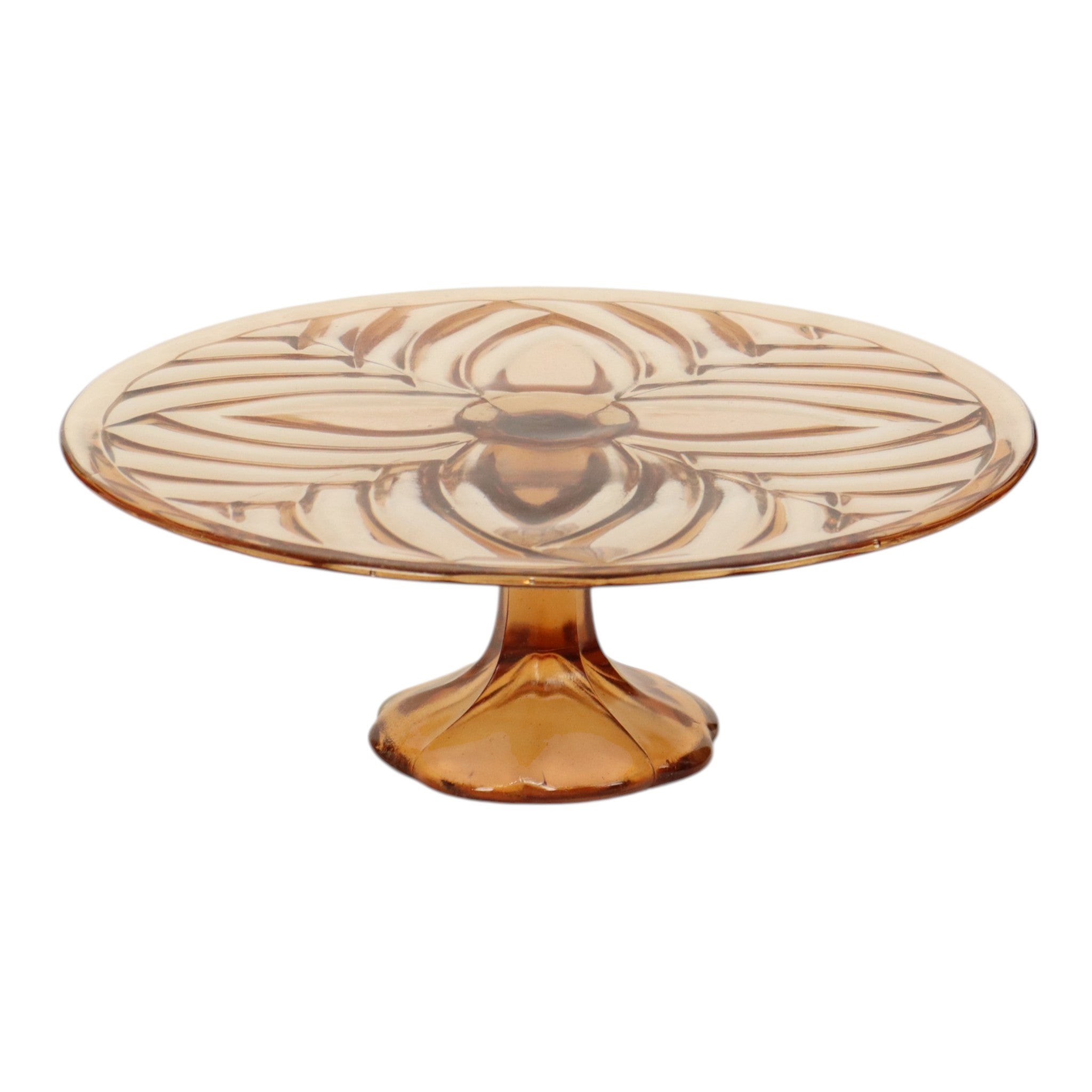 Amber Art Deco Cake Plate Pastry Dish Val Saint Lambert 33cm