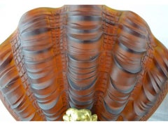 Amber Art Glass and Gilt Bronze Scallop Shell Sconces
