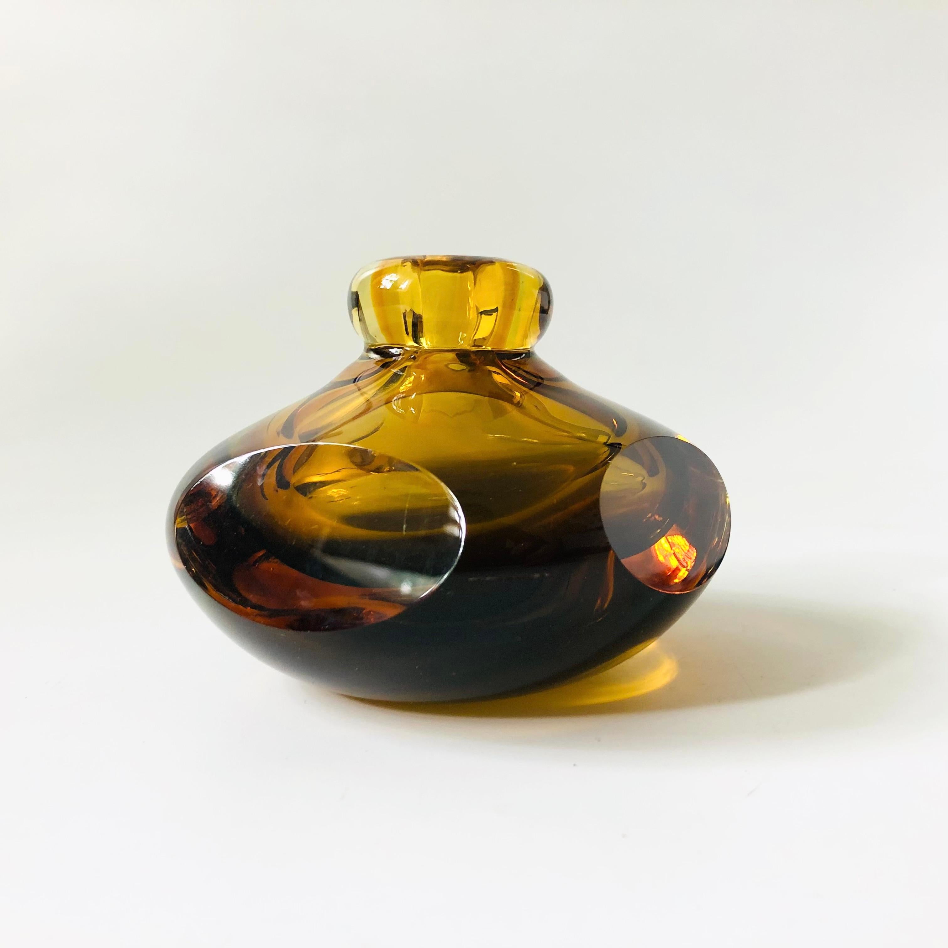 Mid-Century Modern Amber Art Glass Bud Vase