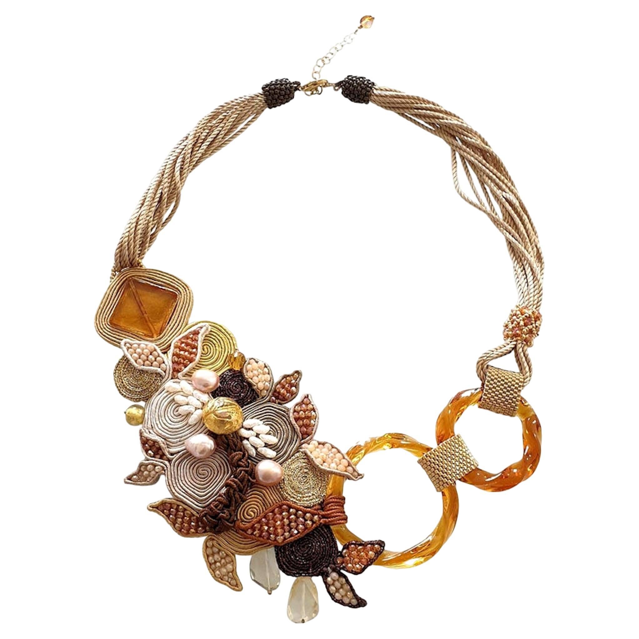 Amber Beaded Fashion Necklace For Sale