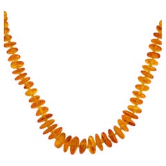 Amber Beaded Necklace w Orange and Gold Beads from Baltic Sea, Genuine
