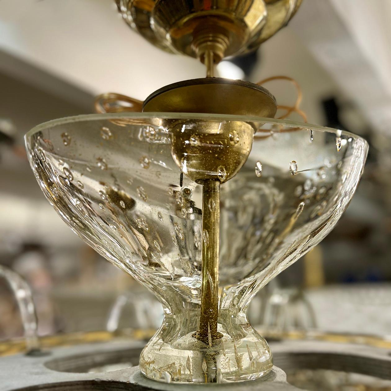 Italian Amber Blown Glass Chandelier For Sale