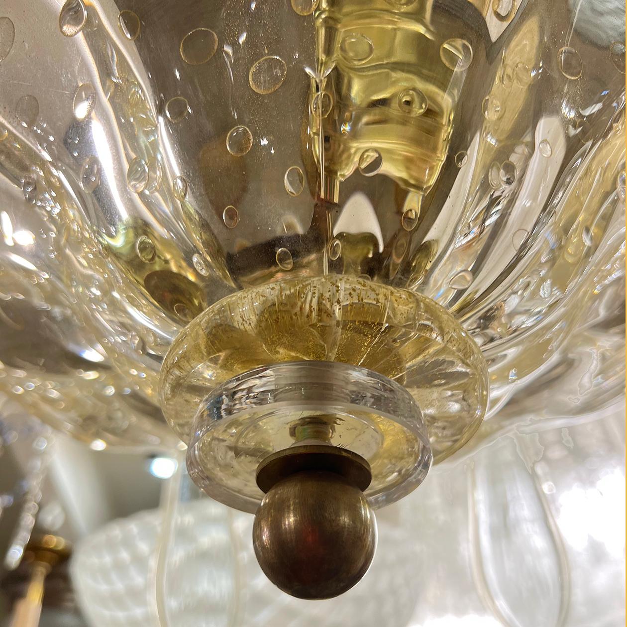 Verre de Murano Lustre en verre soufflé ambre en vente