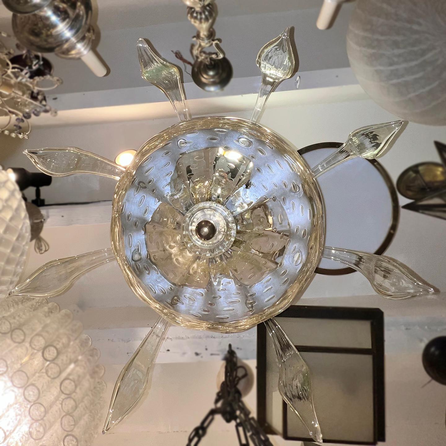 Amber Blown Glass Chandelier For Sale 2