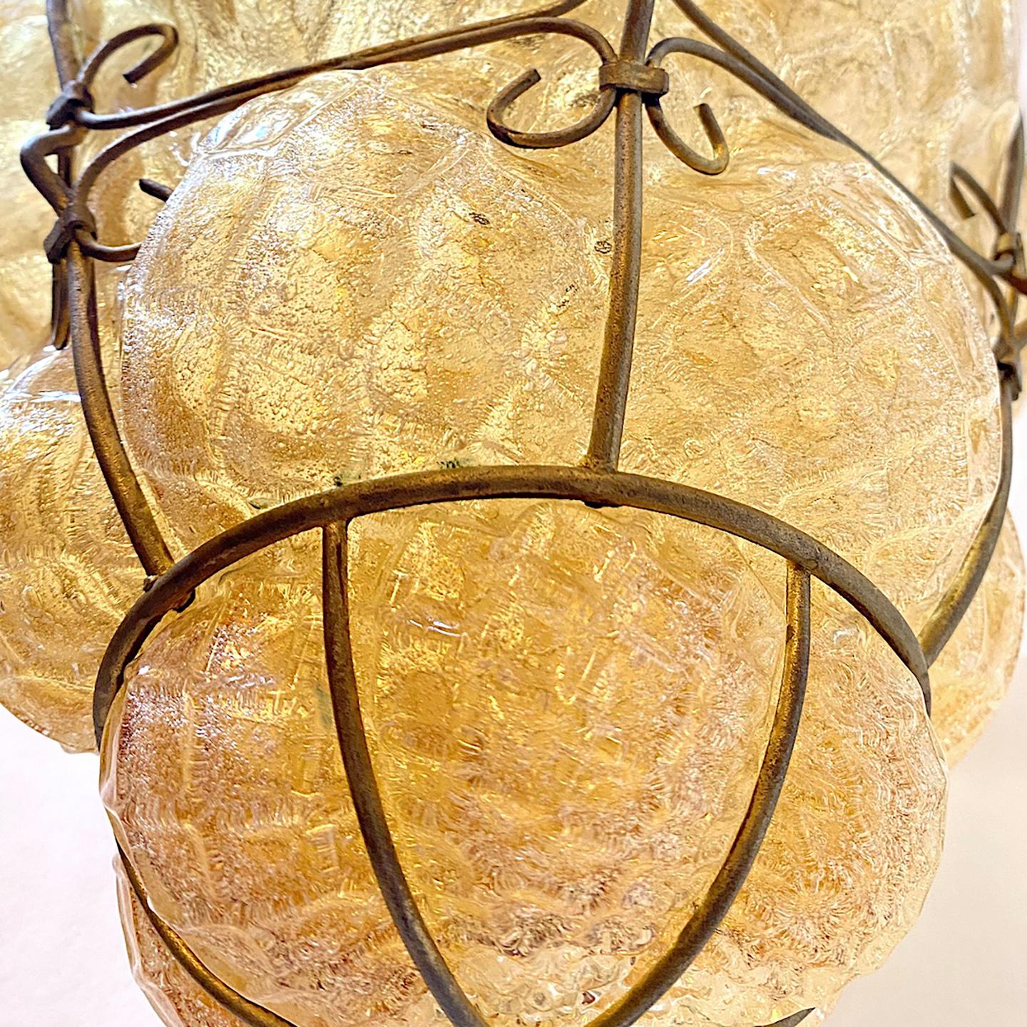 Mid-20th Century Amber Blown Glass Lantern For Sale