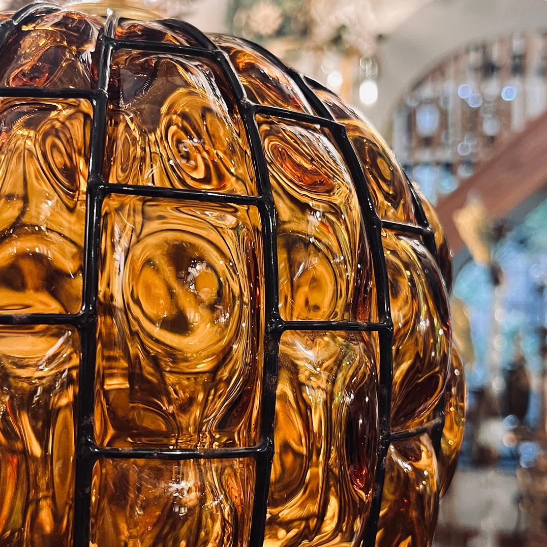 Amber Blown Glass Lantern For Sale 1