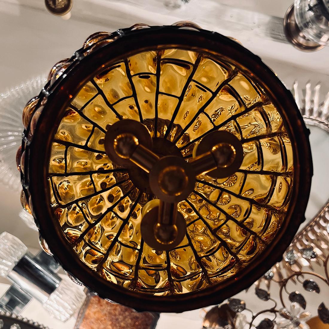 Amber Blown Glass Lantern For Sale 2