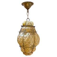 Vintage Amber Blown Glass Lantern