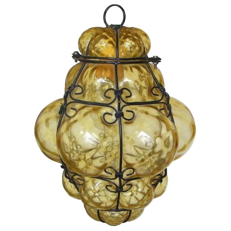 Amber Blown Glass Murano Lantern