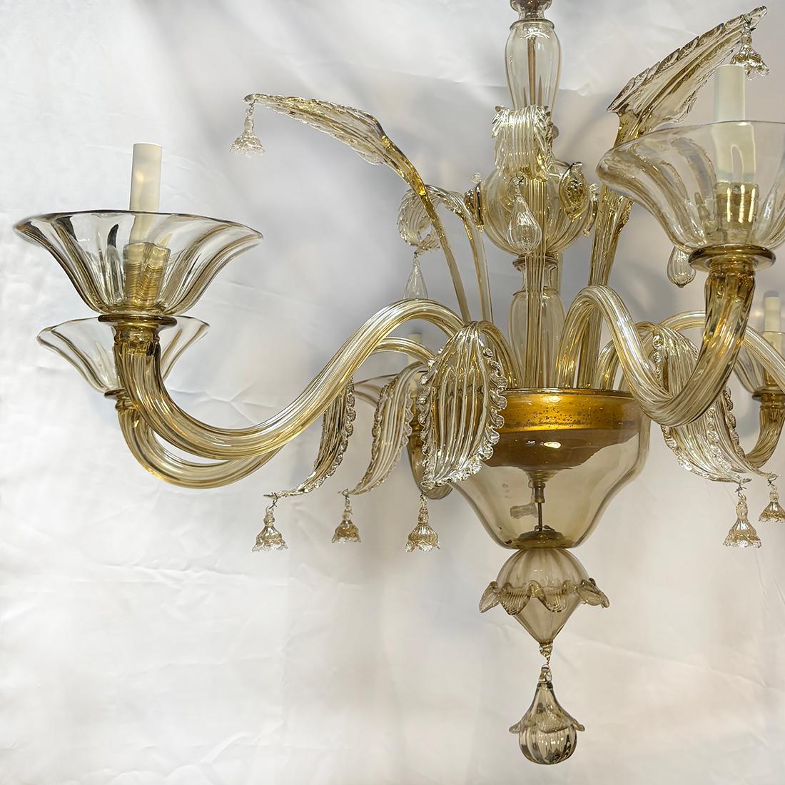 Lampadario in ambra soffiata di Murano In condizioni buone in vendita a New York, NY