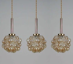 Amber Bubble Glas Pendant by Helena Tynell for Limburg, 1960s