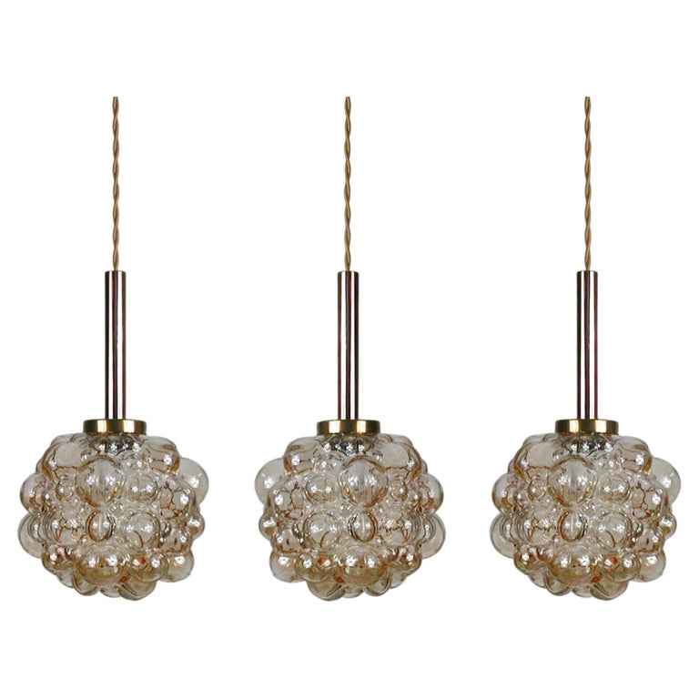 Amber Bubble Glas Pendant by Helena Tynell for Limburg, 1960s