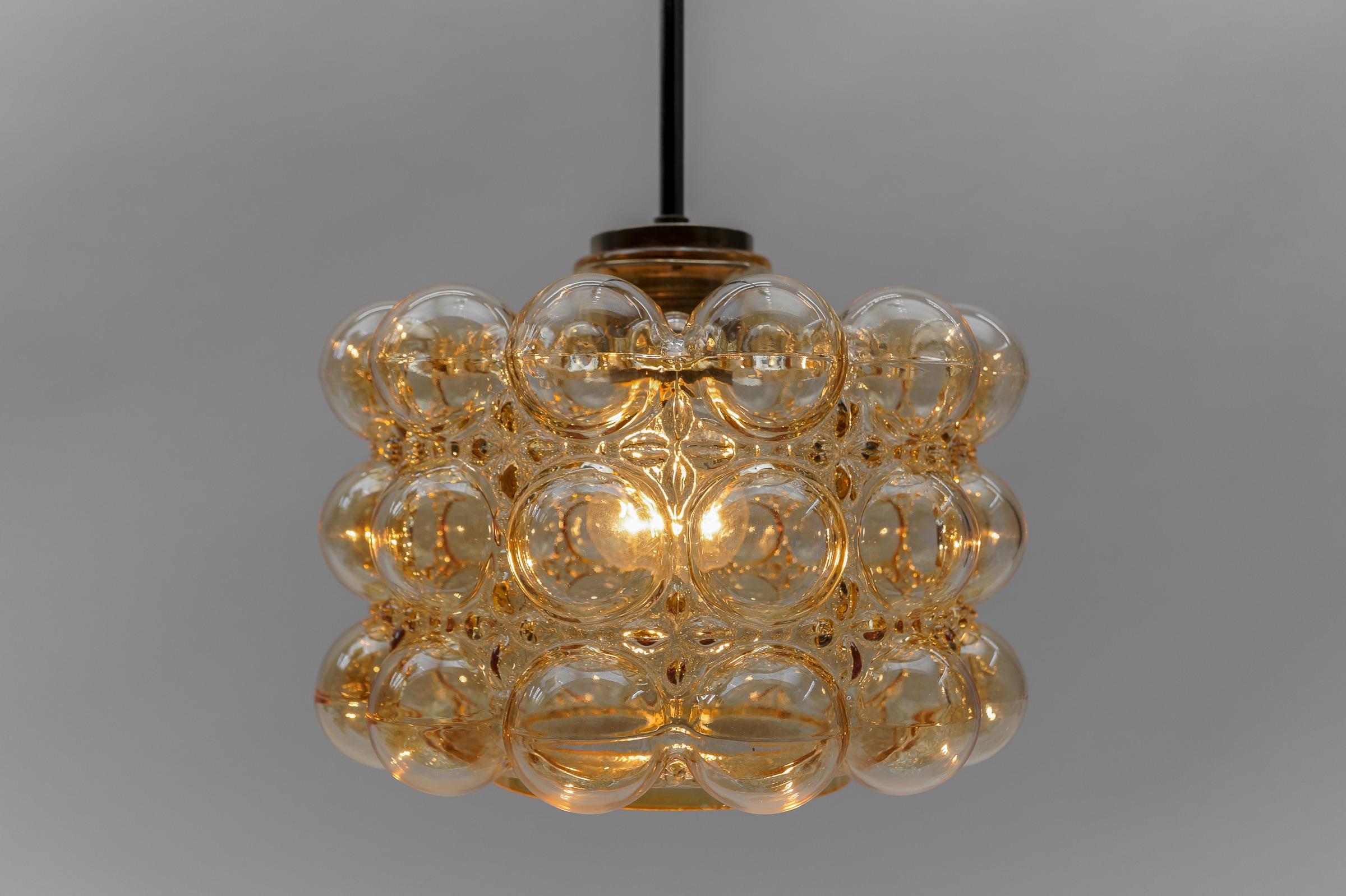 Mid-Century Modern  Amber Bubble Glass Ceiling Lamp by Helena Tynell for Limburg, Germany 196 For Sale