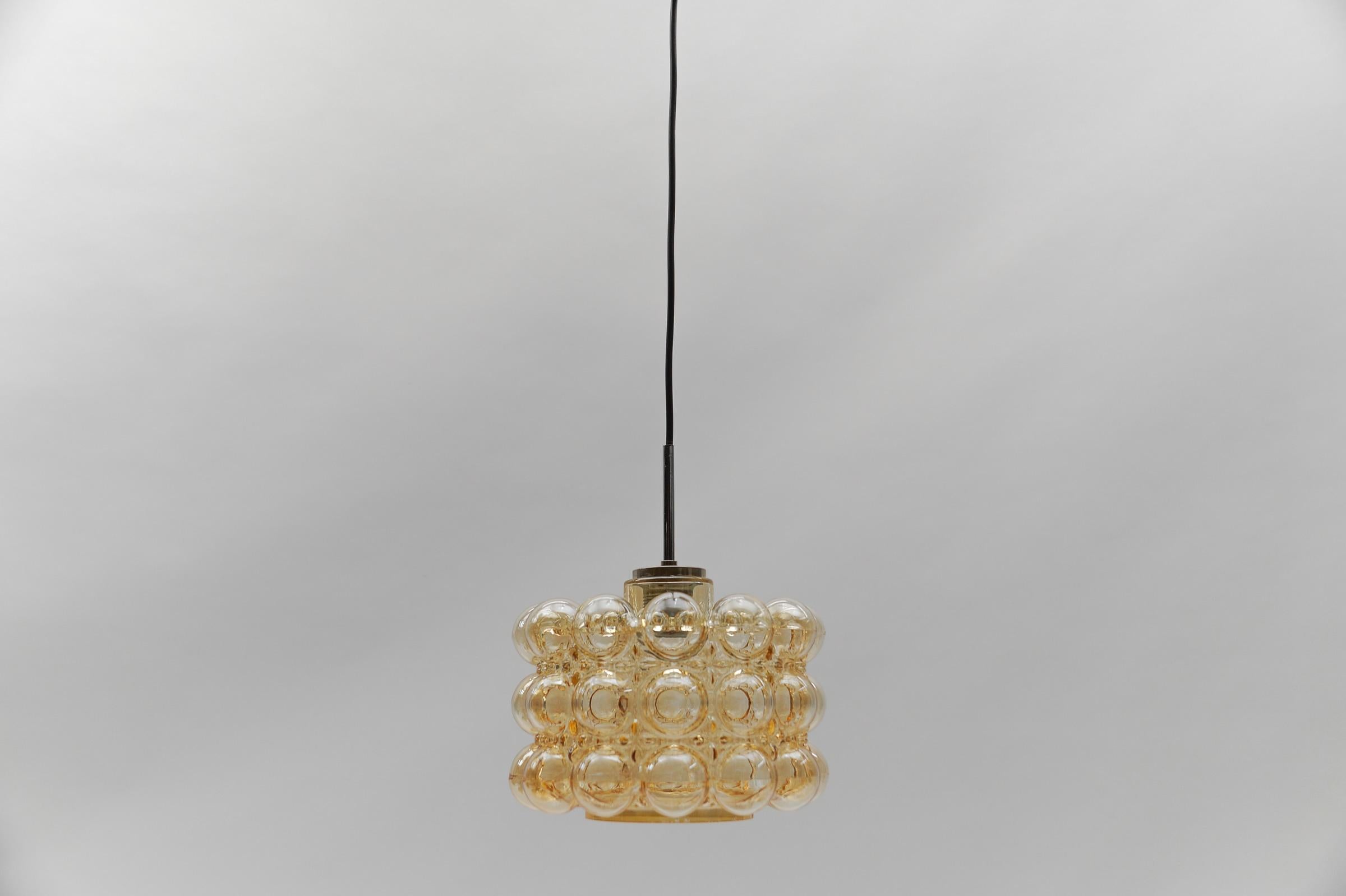 Mid-20th Century  Amber Bubble Glass Ceiling Lamp by Helena Tynell for Limburg, Germany 196 For Sale