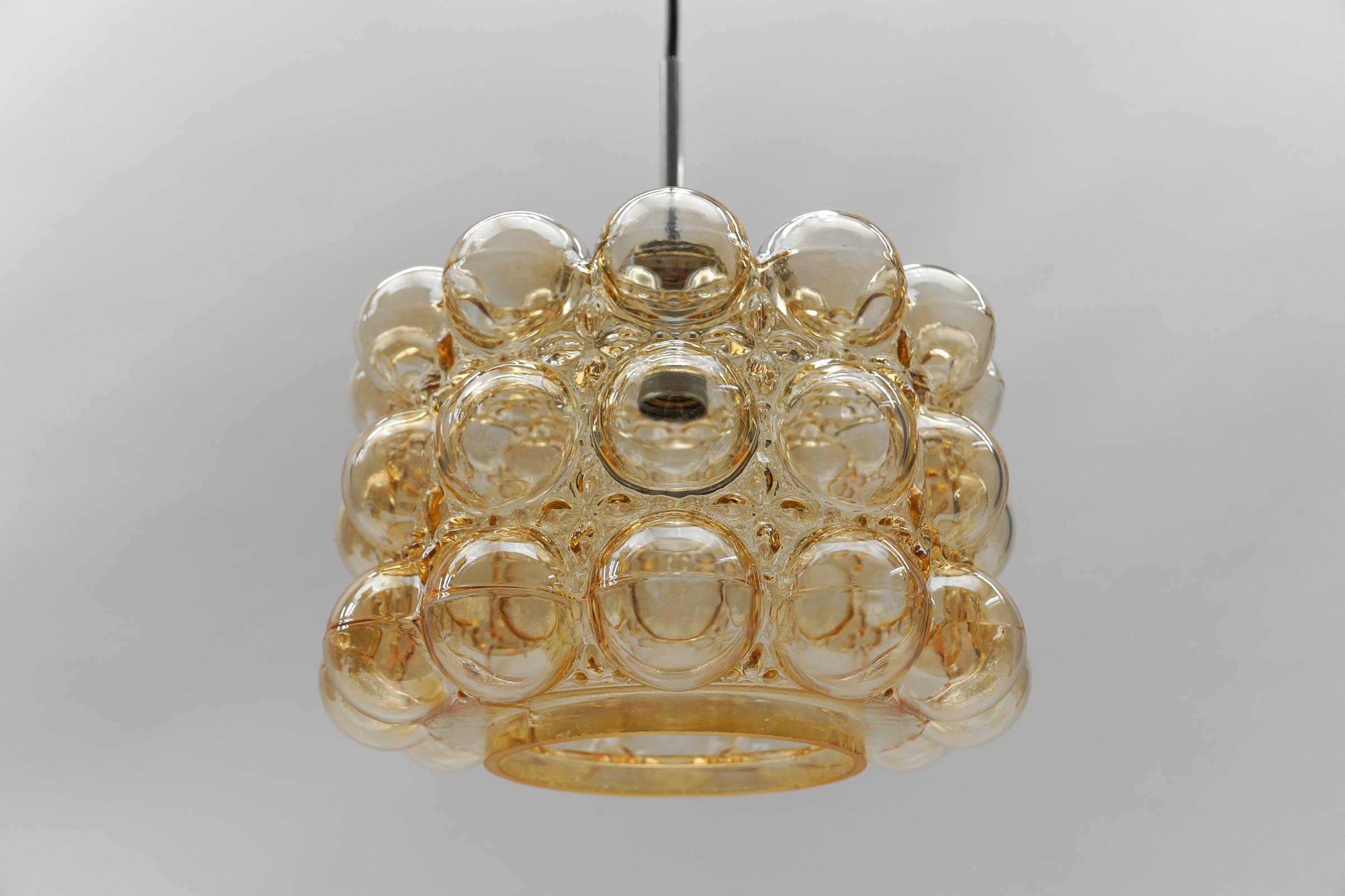 Metal  Amber Bubble Glass Ceiling Lamp by Helena Tynell for Limburg, Germany 196 For Sale