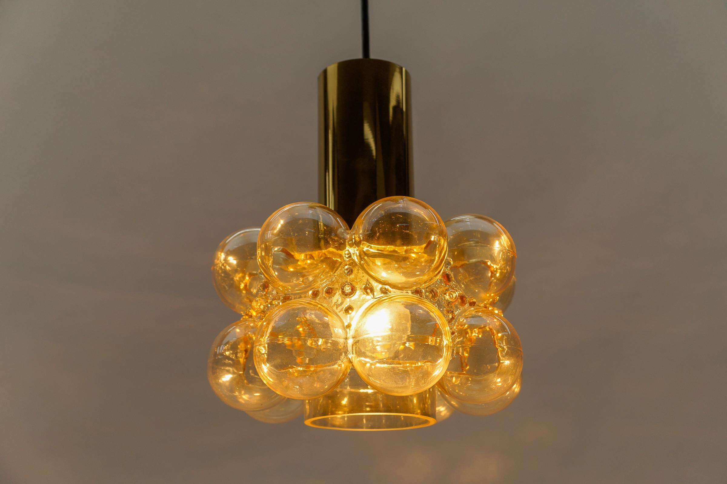 Amber Bubble Glass Ceiling Lamp by Helena Tynell for Limburg, Germany 1960s For Sale 2