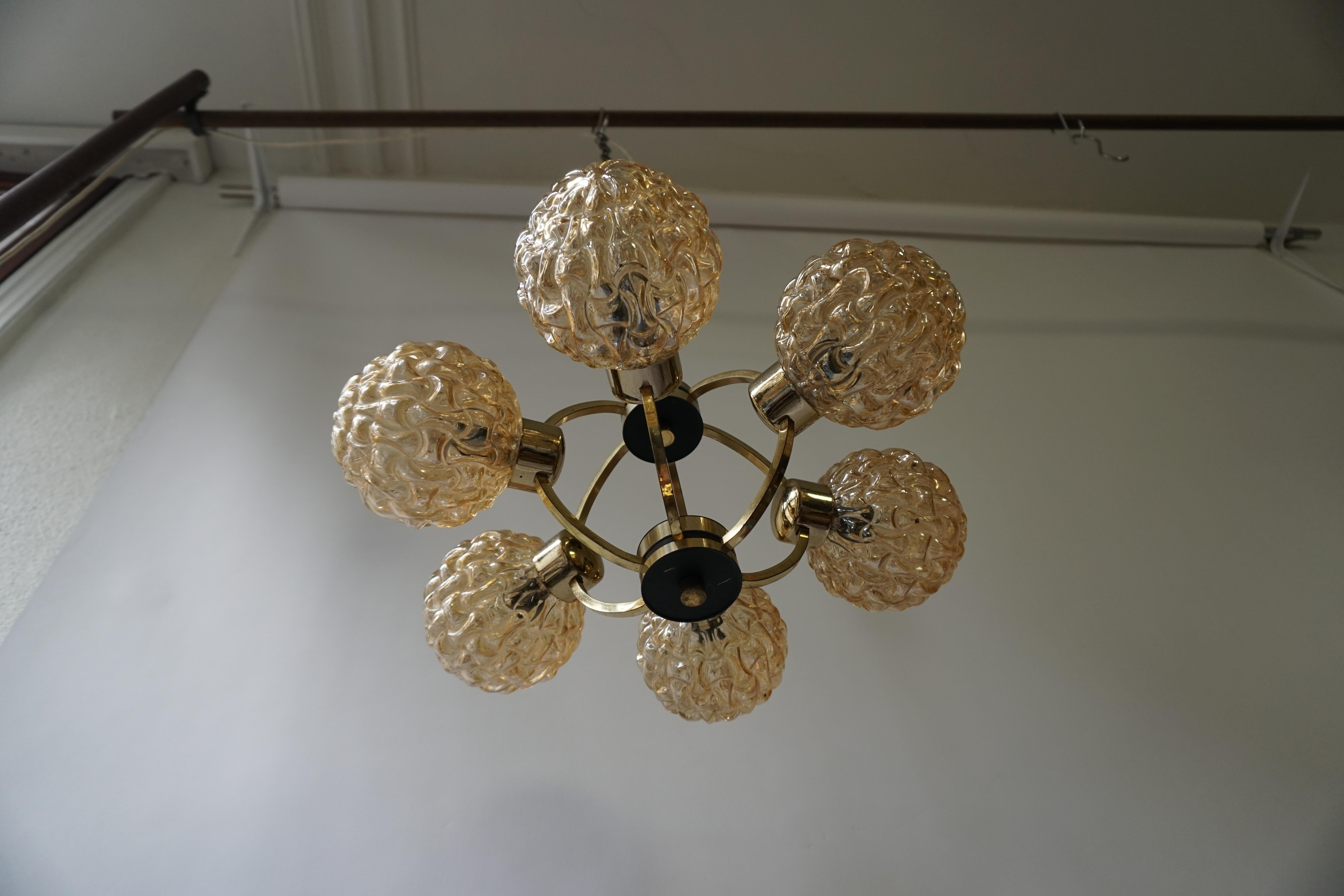 Amber Bubble Glass Chandelier Helena Tynell, 1960 3