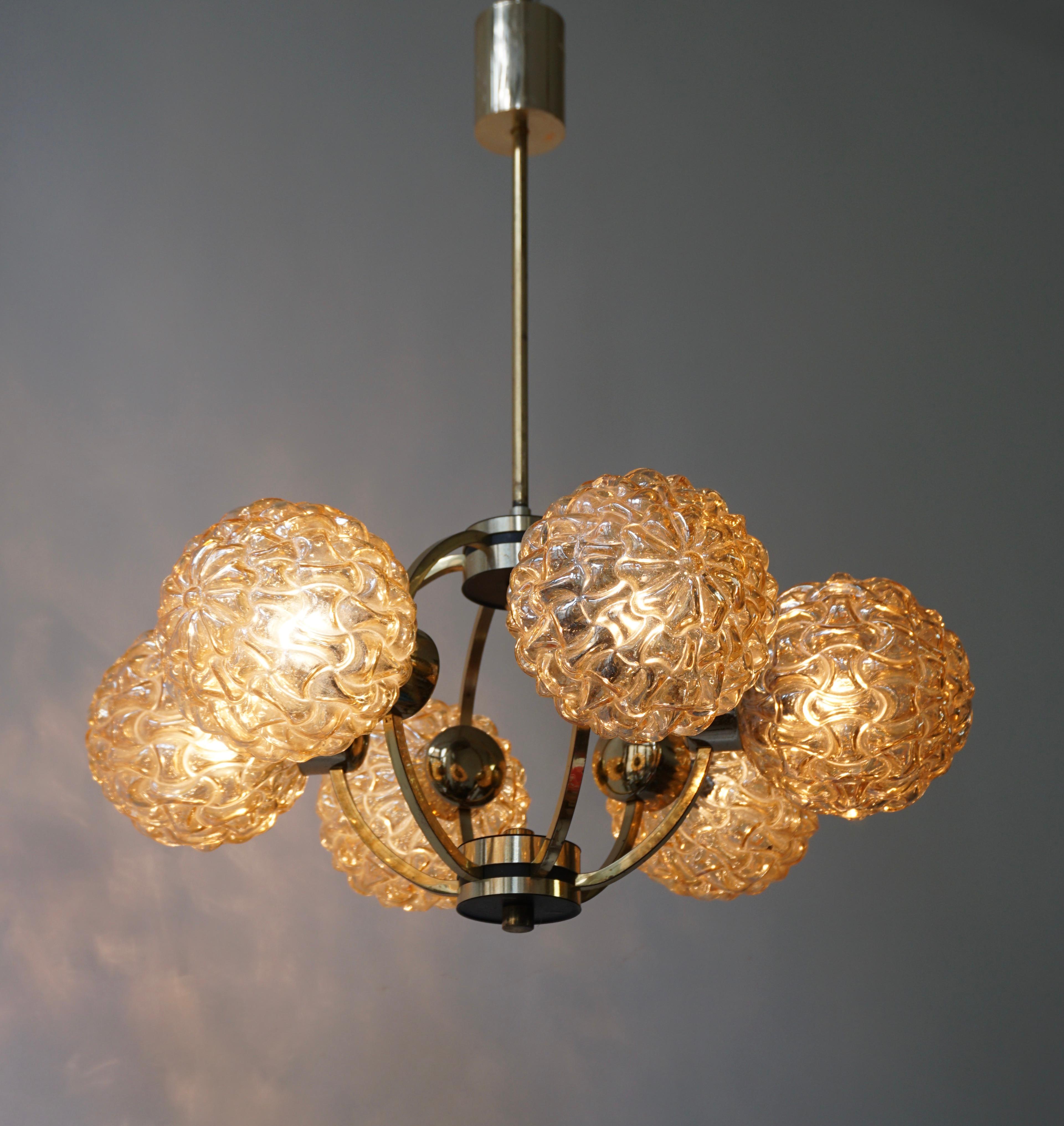 Amber Bubble Glass Chandelier Helena Tynell, 1960 4