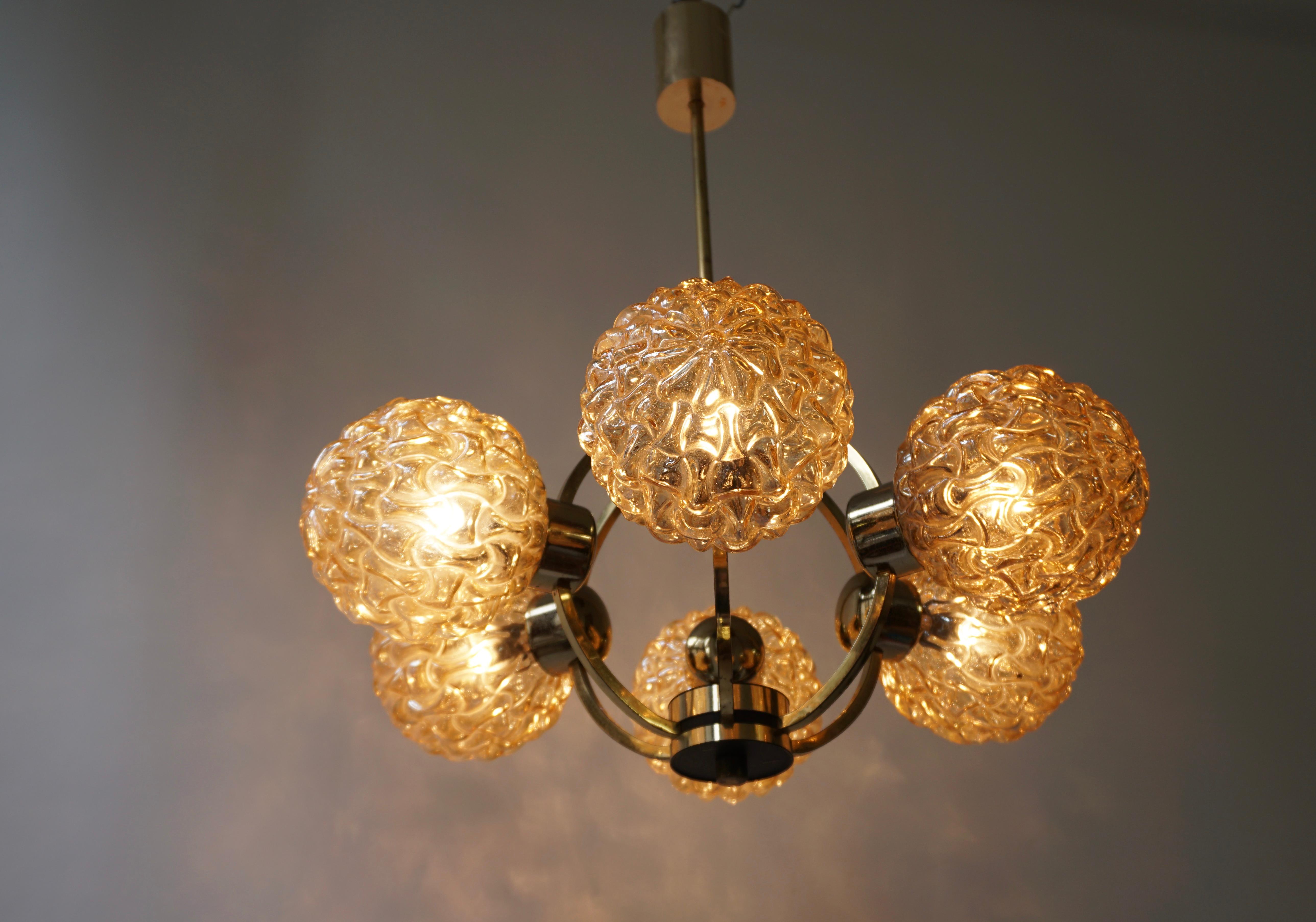 Amber Bubble Glass Chandelier Helena Tynell, 1960 6