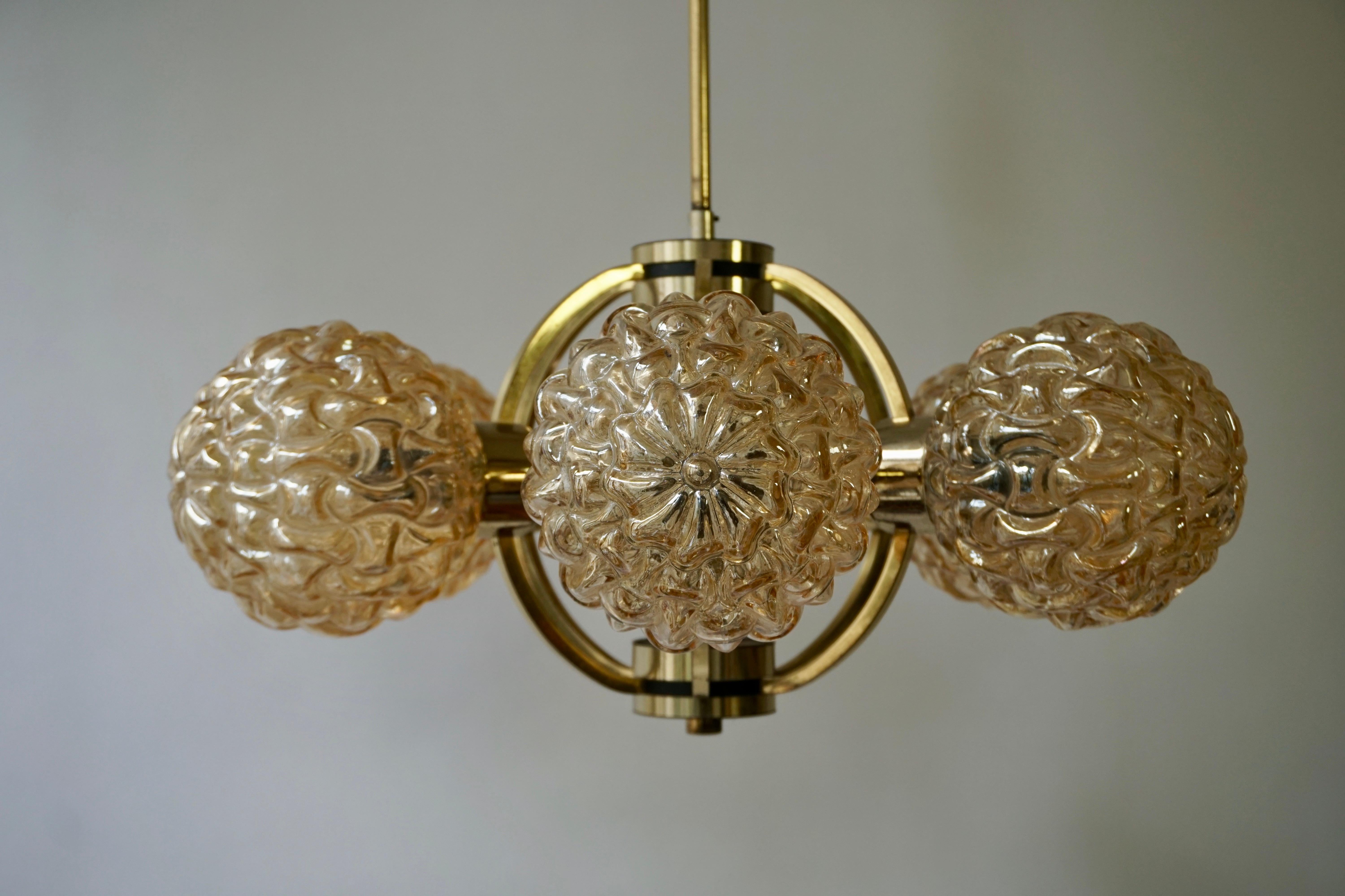 Amber Bubble Glass Chandelier Helena Tynell, 1960 7