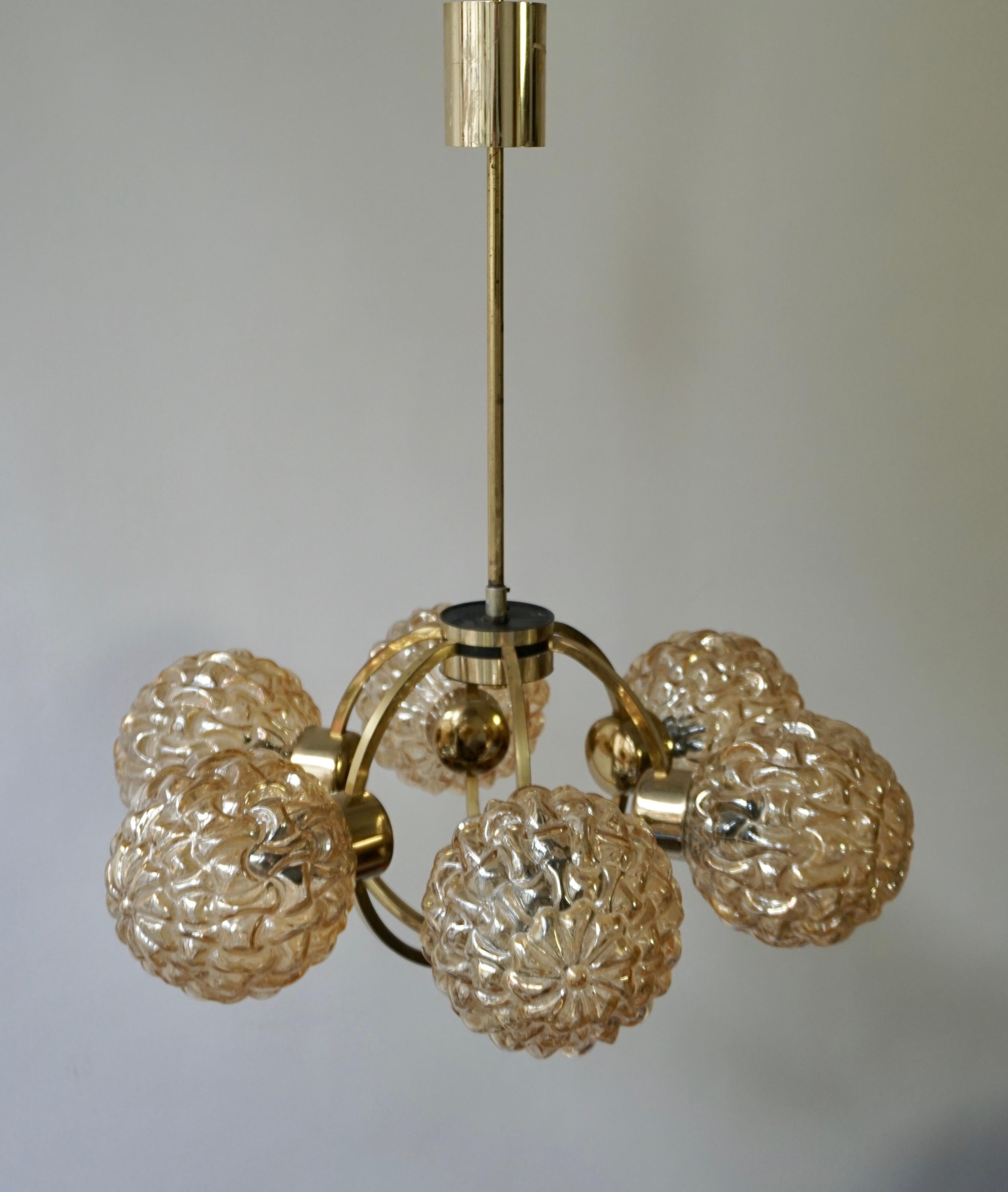 Amber Bubble Glass Chandelier Helena Tynell, 1960 10