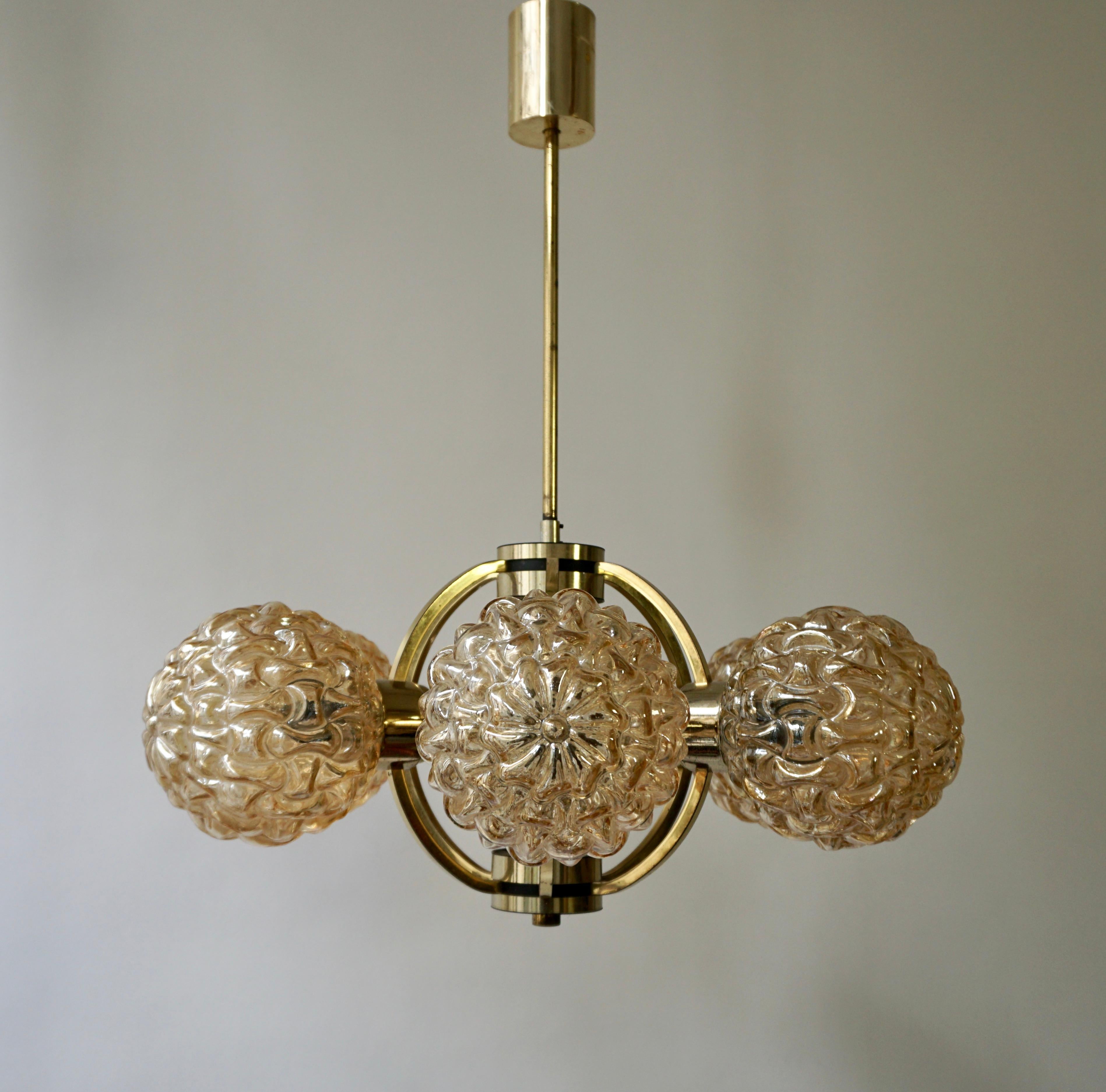 Amber Bubble Glass Chandelier Helena Tynell, 1960 In Good Condition In Antwerp, BE