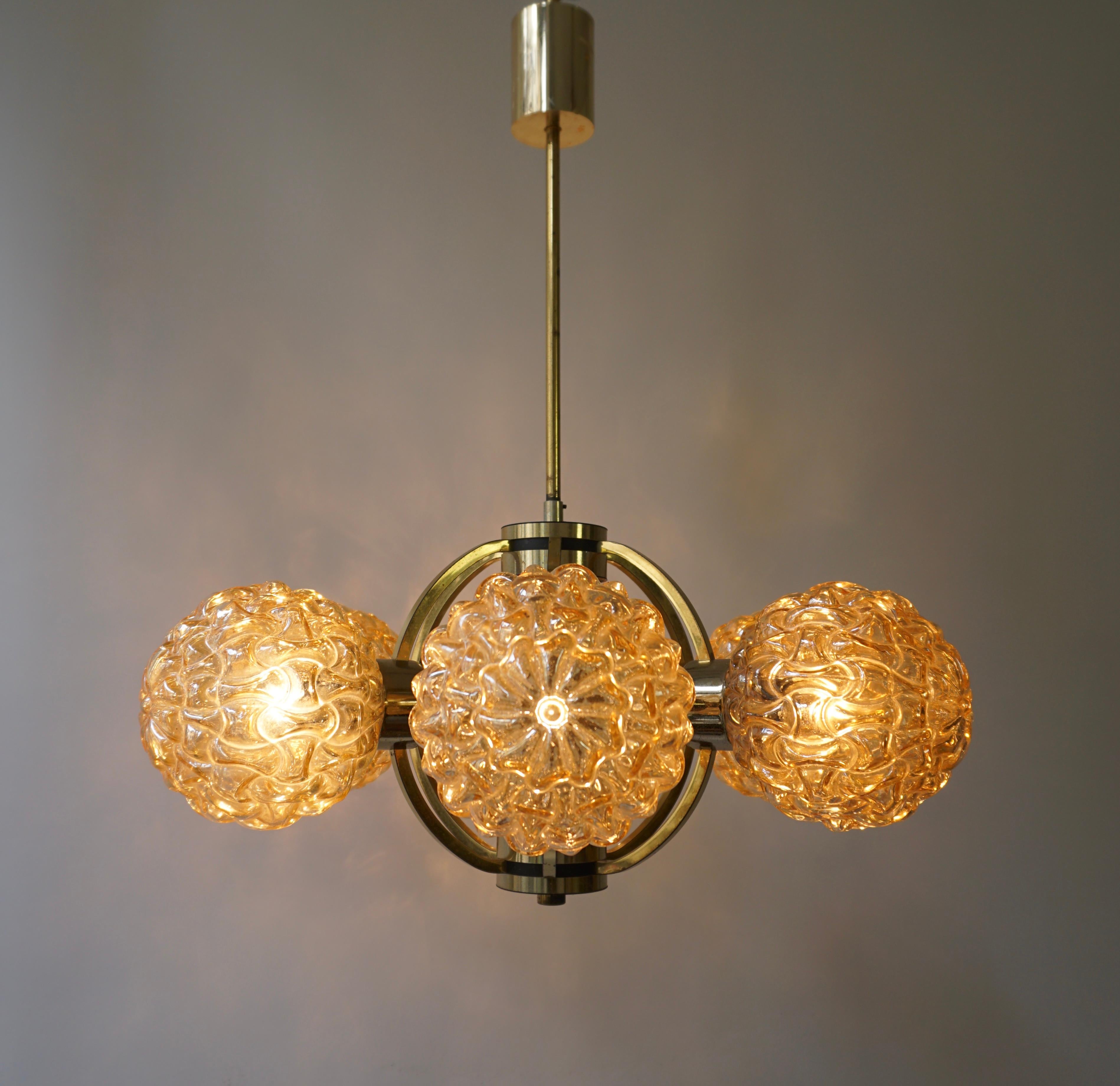 20th Century Amber Bubble Glass Chandelier Helena Tynell, 1960