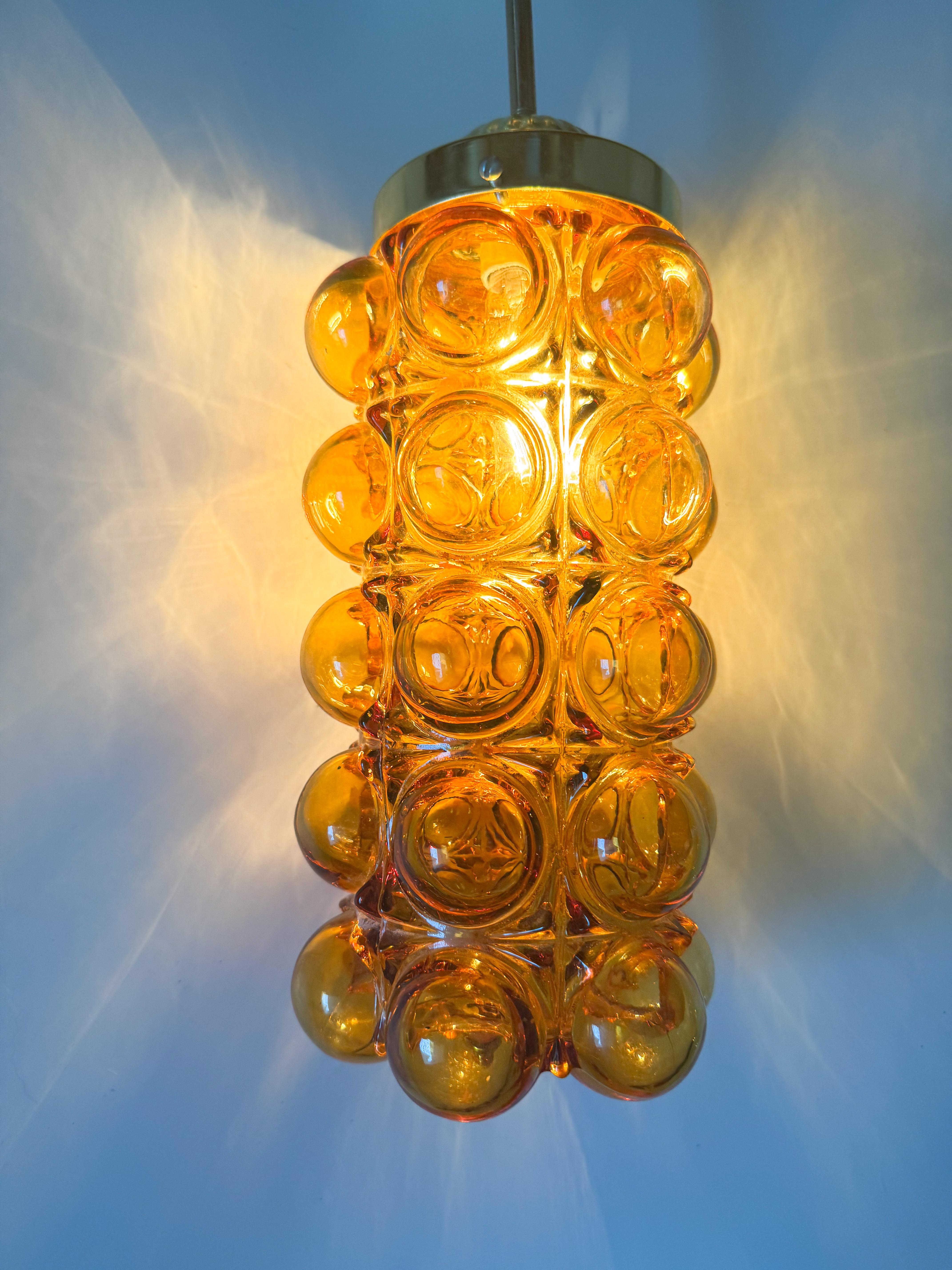 Amber Bubble Glass Flush Mount Ceiling Lamp in the Style of Helena Tynell, 1970s 4