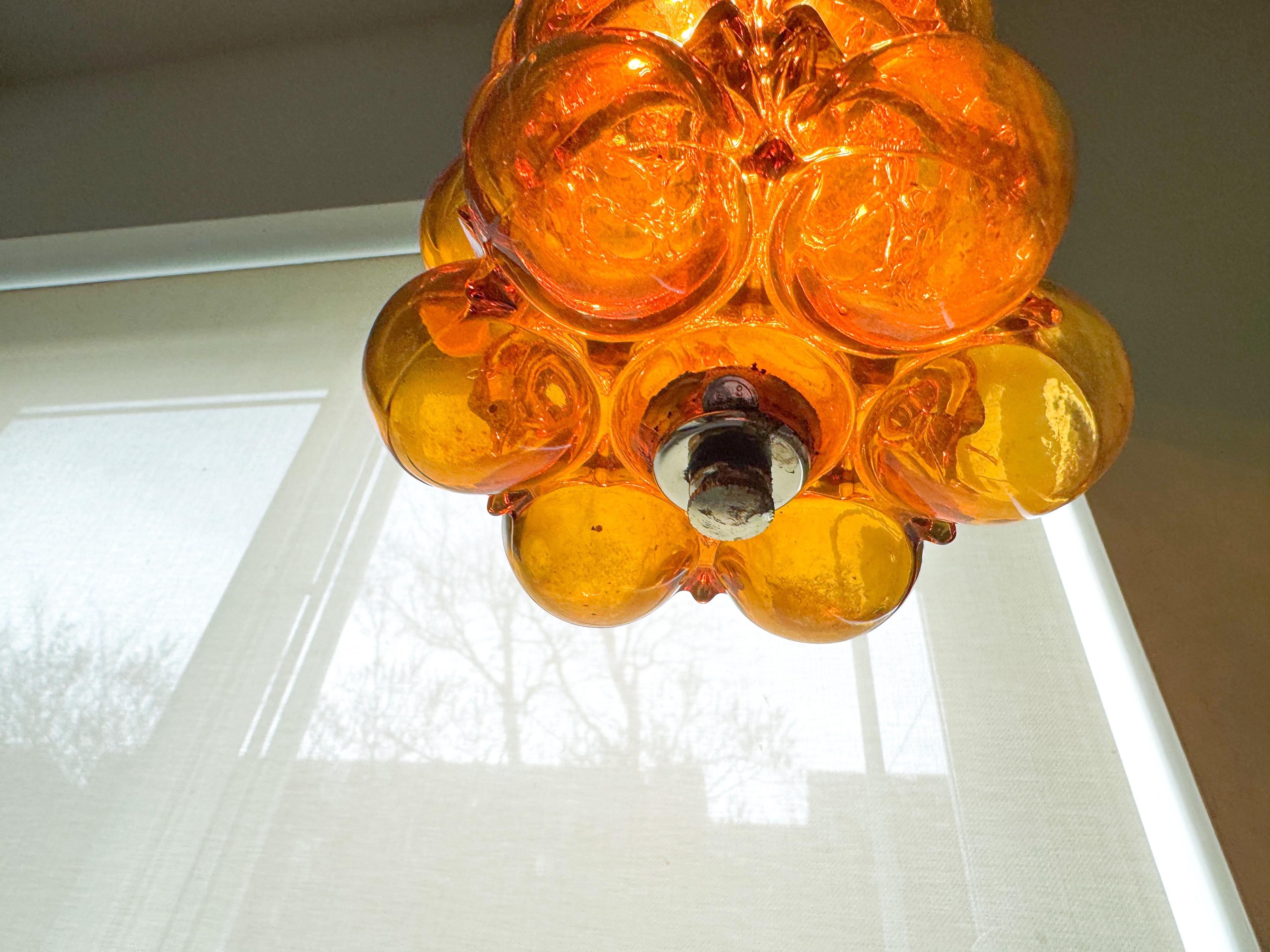 Amber Bubble Glass Flush Mount Ceiling Lamp in the Style of Helena Tynell, 1970s 5