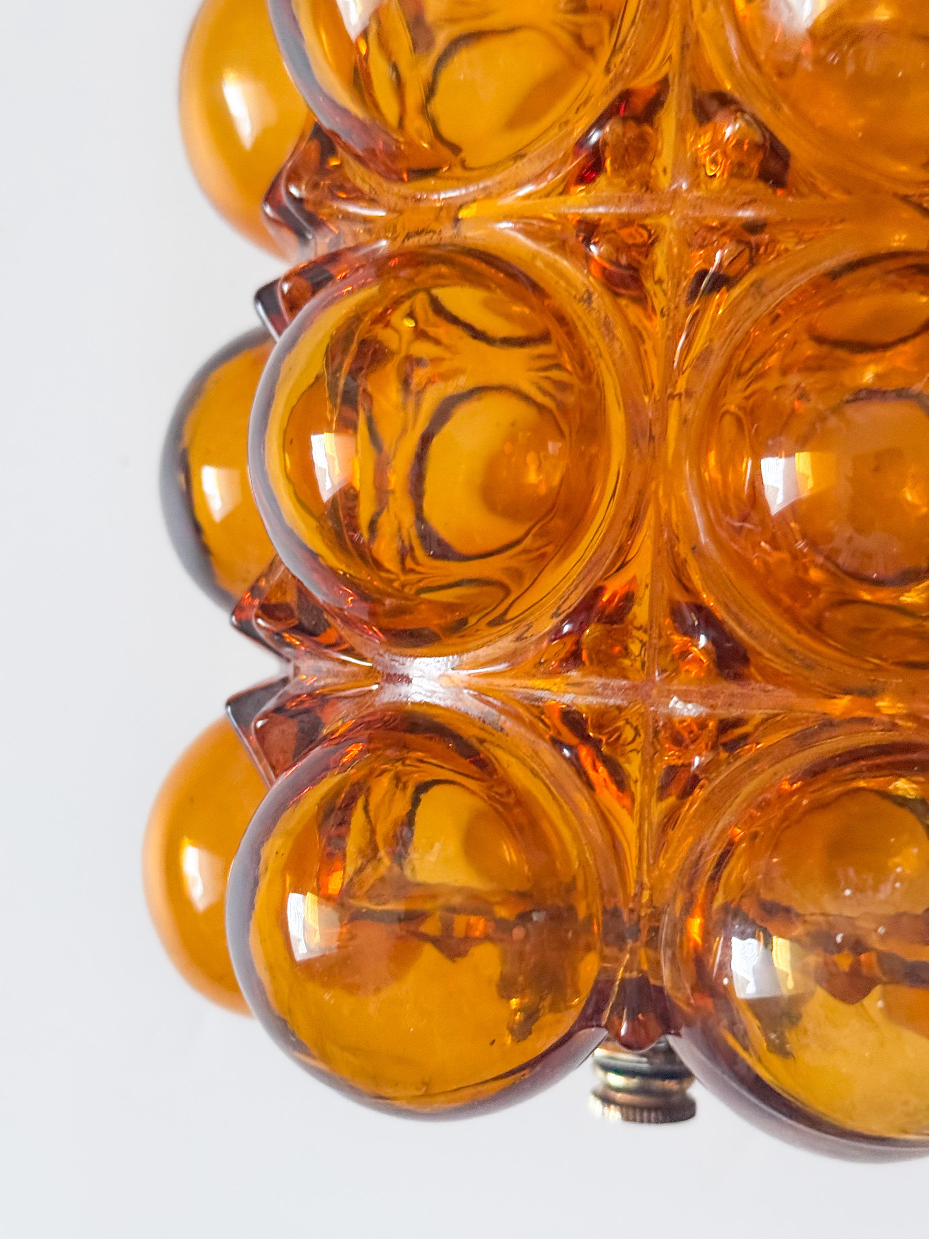 Mid-Century Modern Amber Bubble Glass Flush Mount Ceiling Lamp in the Style of Helena Tynell, 1970s