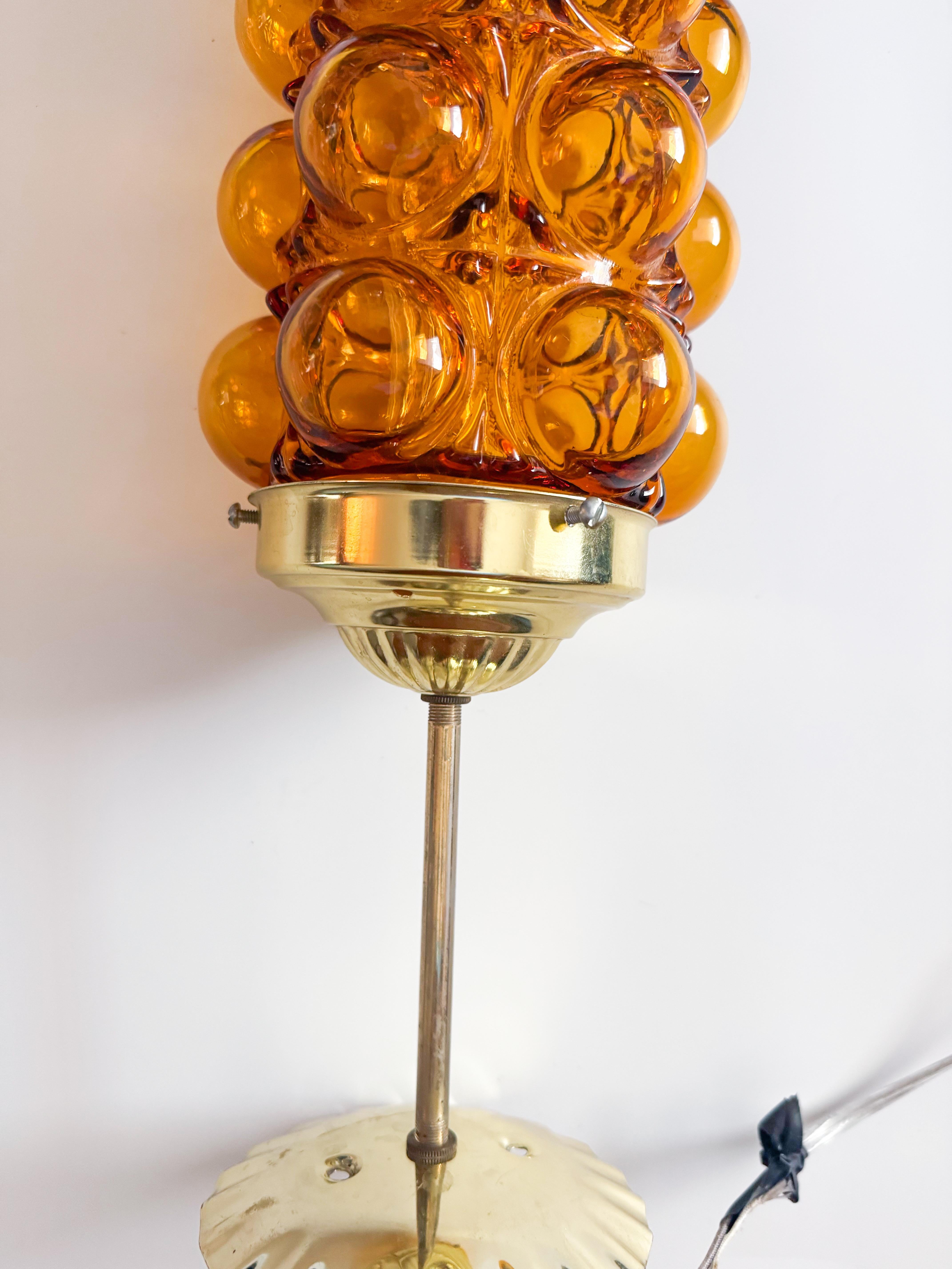 Amber Bubble Glass Flush Mount Ceiling Lamp in the Style of Helena Tynell, 1970s 1