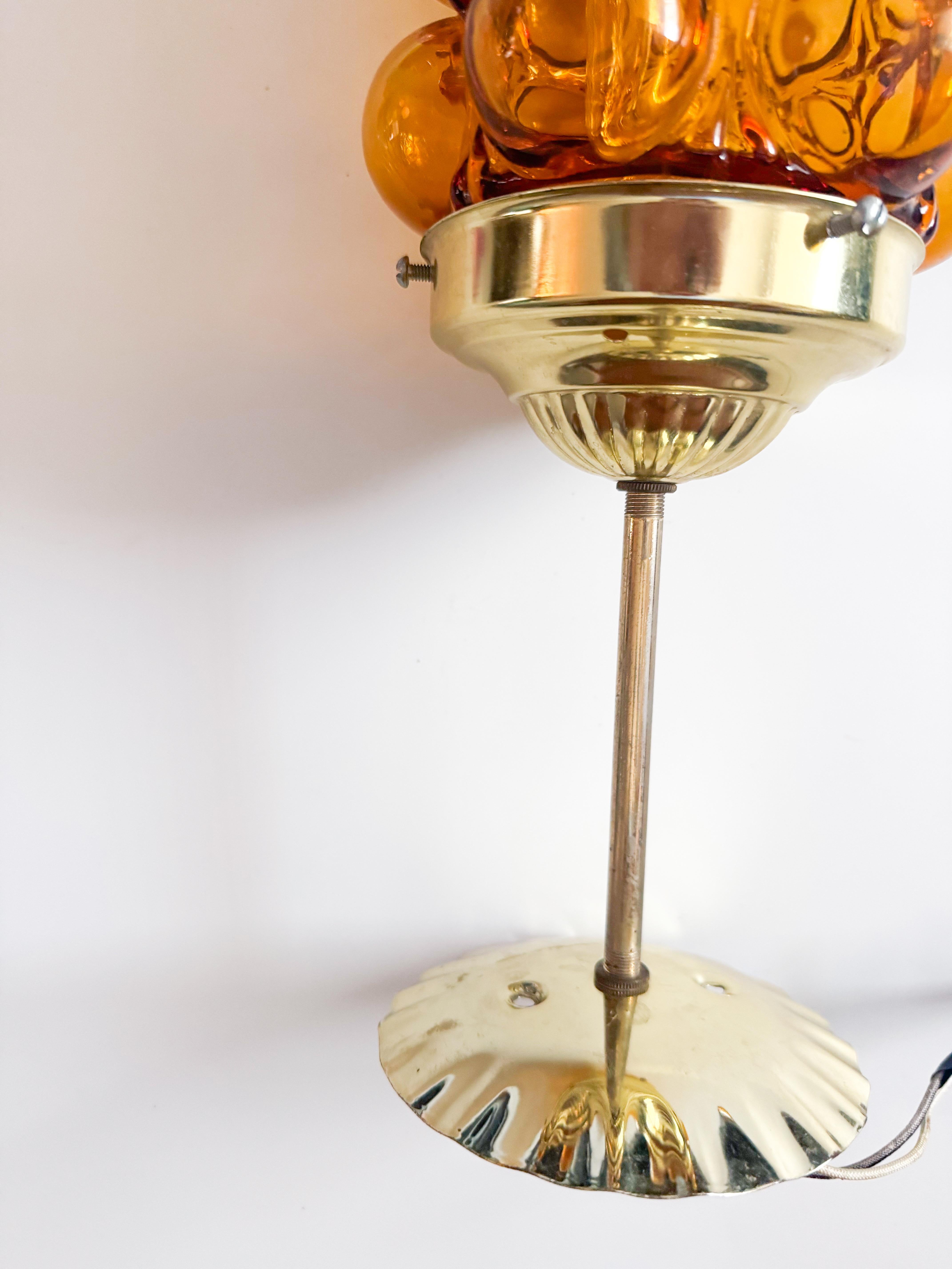 Amber Bubble Glass Flush Mount Ceiling Lamp in the Style of Helena Tynell, 1970s 2