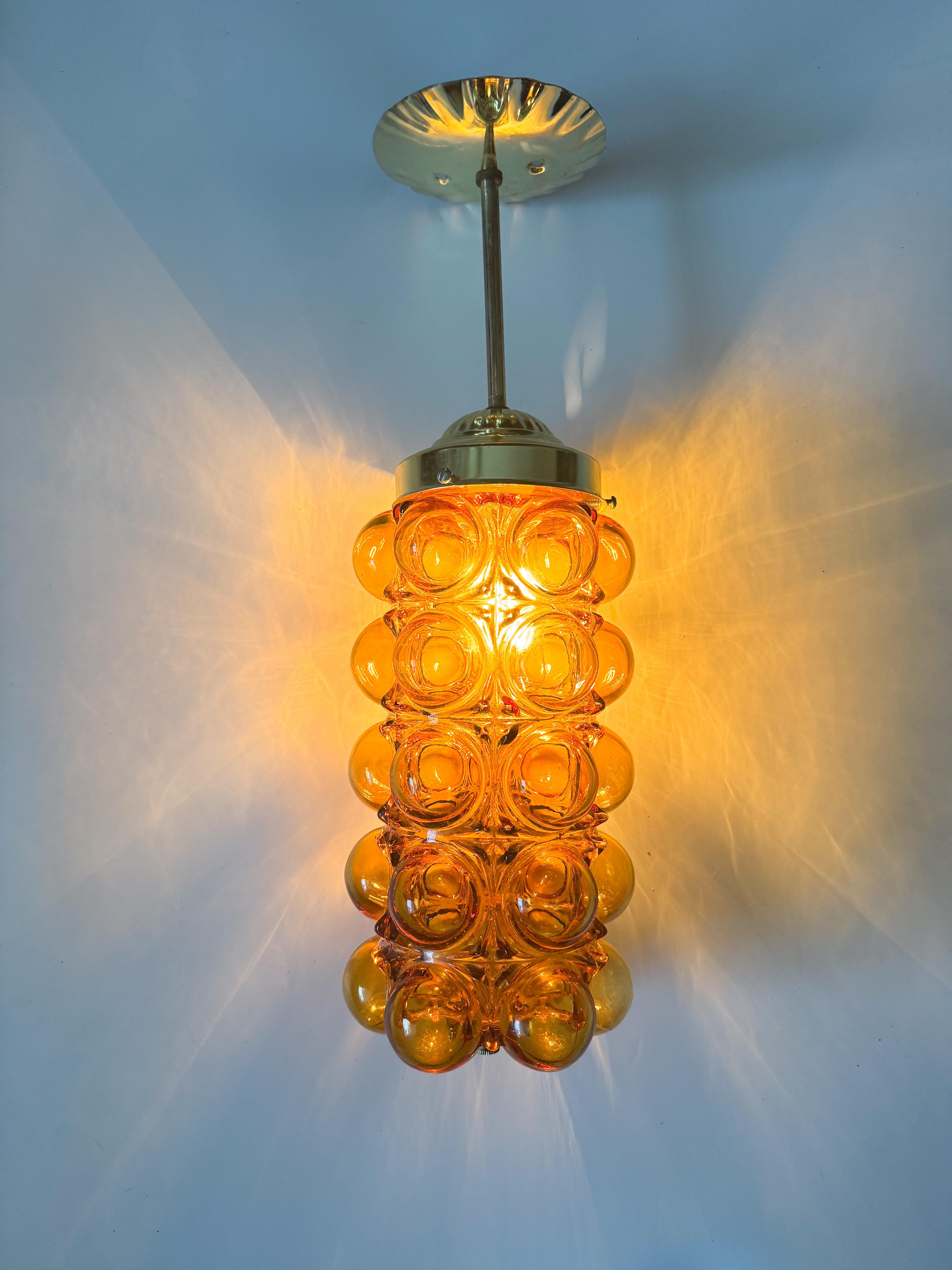 Amber Bubble Glass Flush Mount Ceiling Lamp in the Style of Helena Tynell, 1970s 3