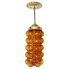 Amber Bubble Glass Flush Mount Ceiling Lamp in the Style of Helena Tynell, 1970s