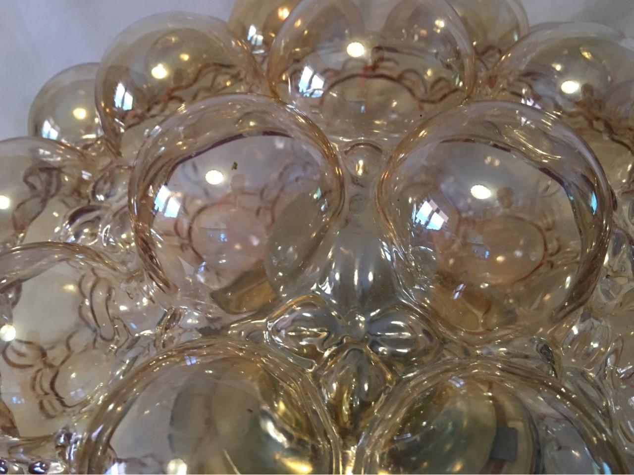 Amber Bubble Glass Flush Mount Limburg Germany by Helena Tynell In Good Condition For Sale In Frisco, TX