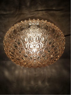 Amber Bubble Glass Flush Mount or Wall Lamp 1960s Limburg