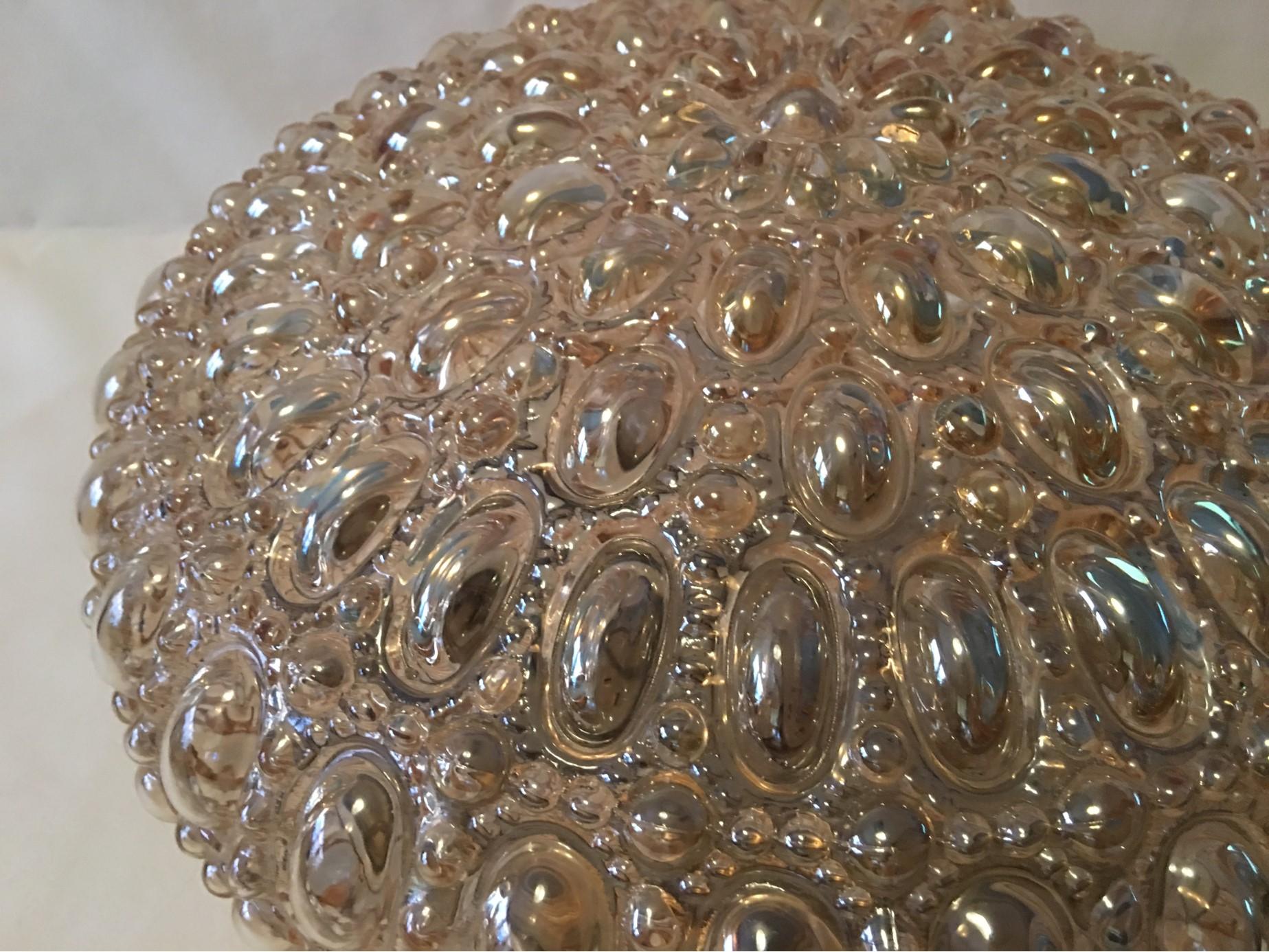 Amber Bubble Glass Flush Mount or Wall Lamp 1960s Limburg In Good Condition For Sale In Frisco, TX