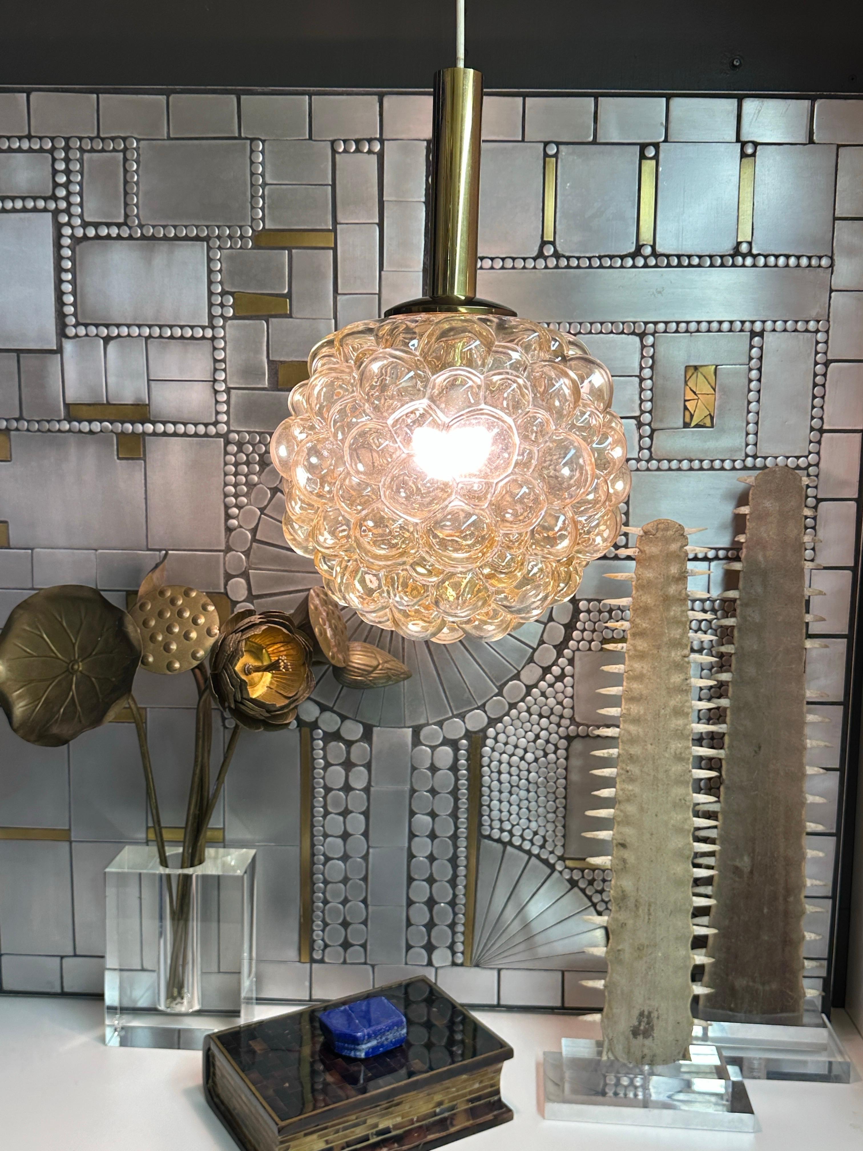 Amber Bubble Glass Light Pendant by Helena Tynell In Good Condition In North Hollywood, CA